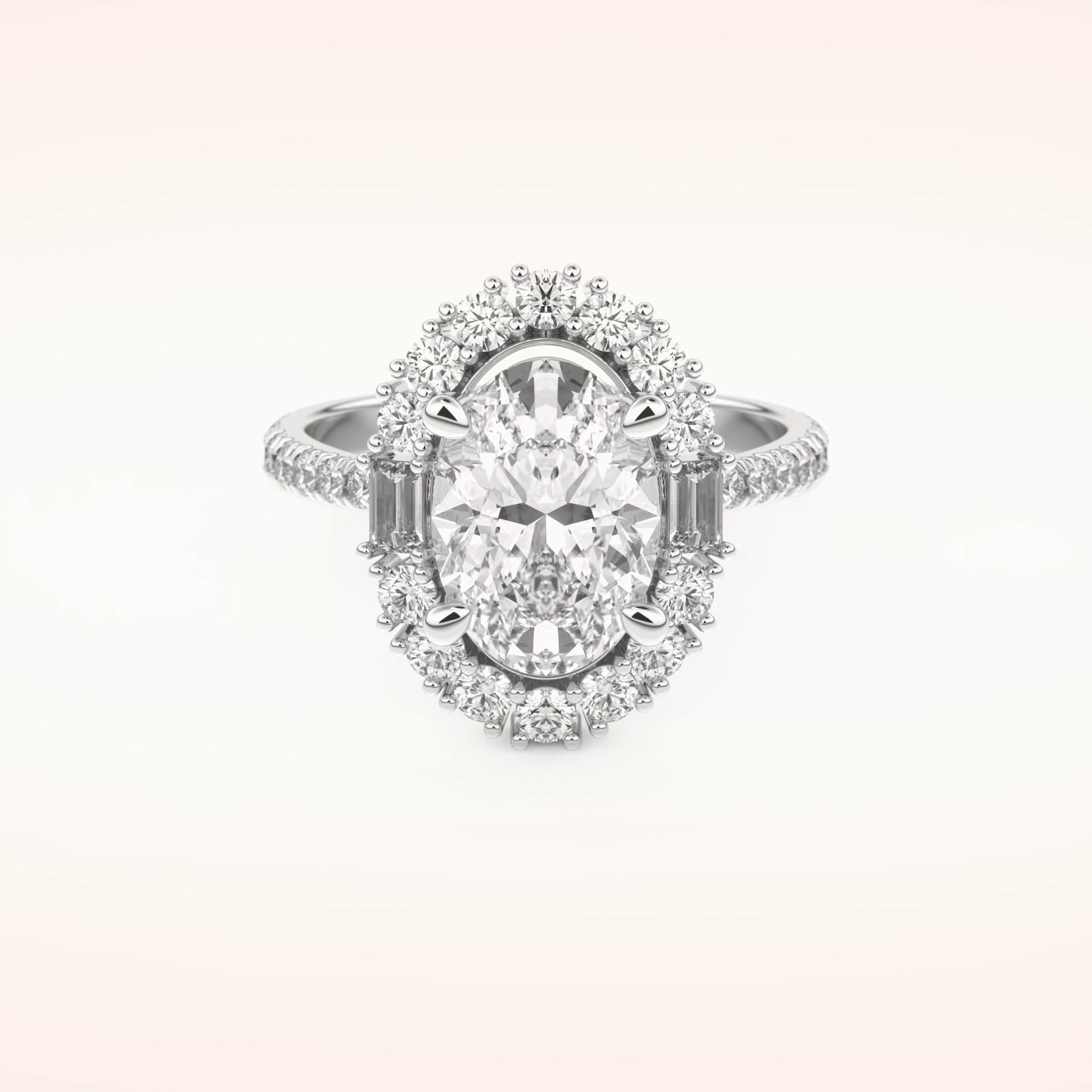 2.39 CT Oval Shaped Cluster Moissanite Engagement Ring