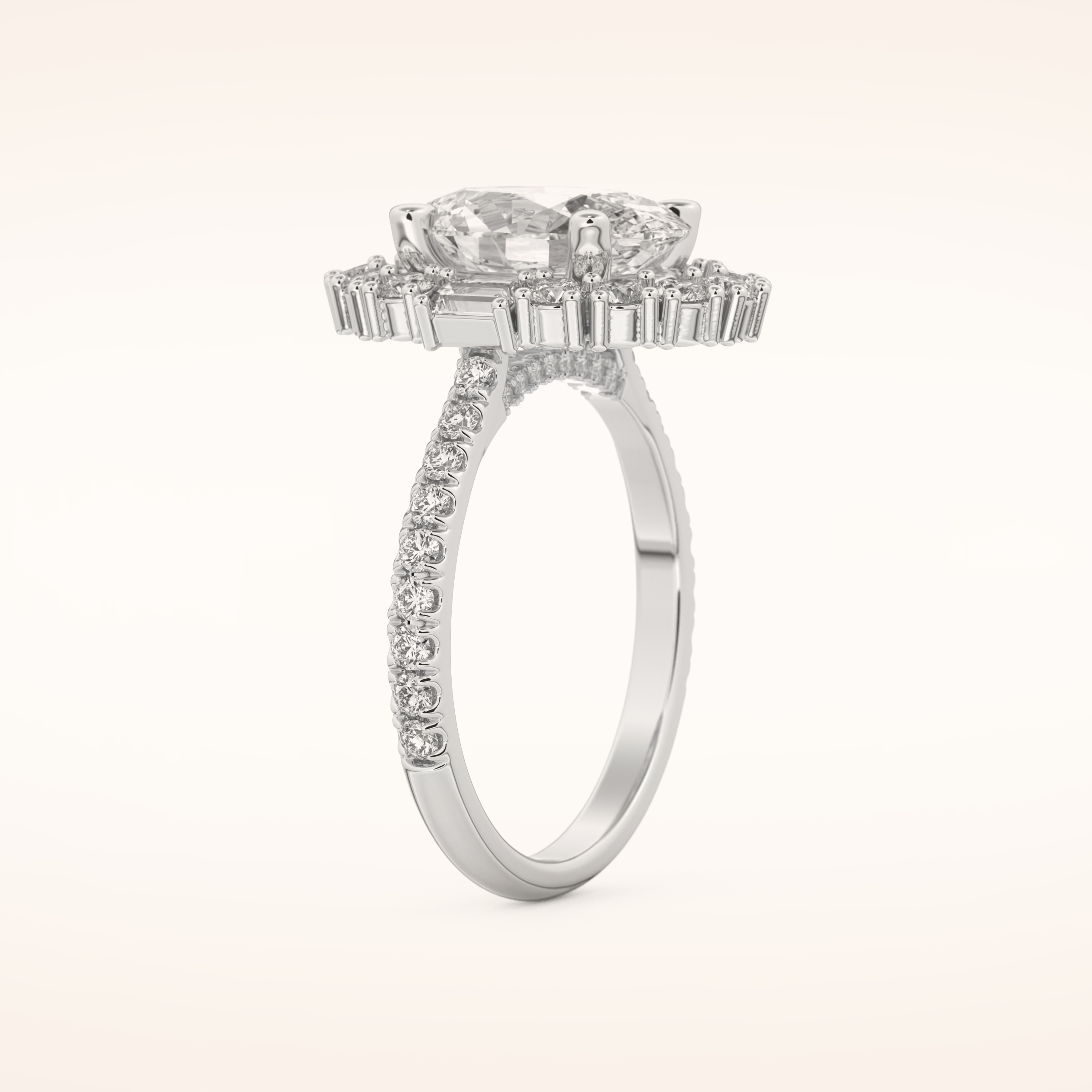 2.39 CT Oval Shaped Cluster Moissanite Engagement Ring