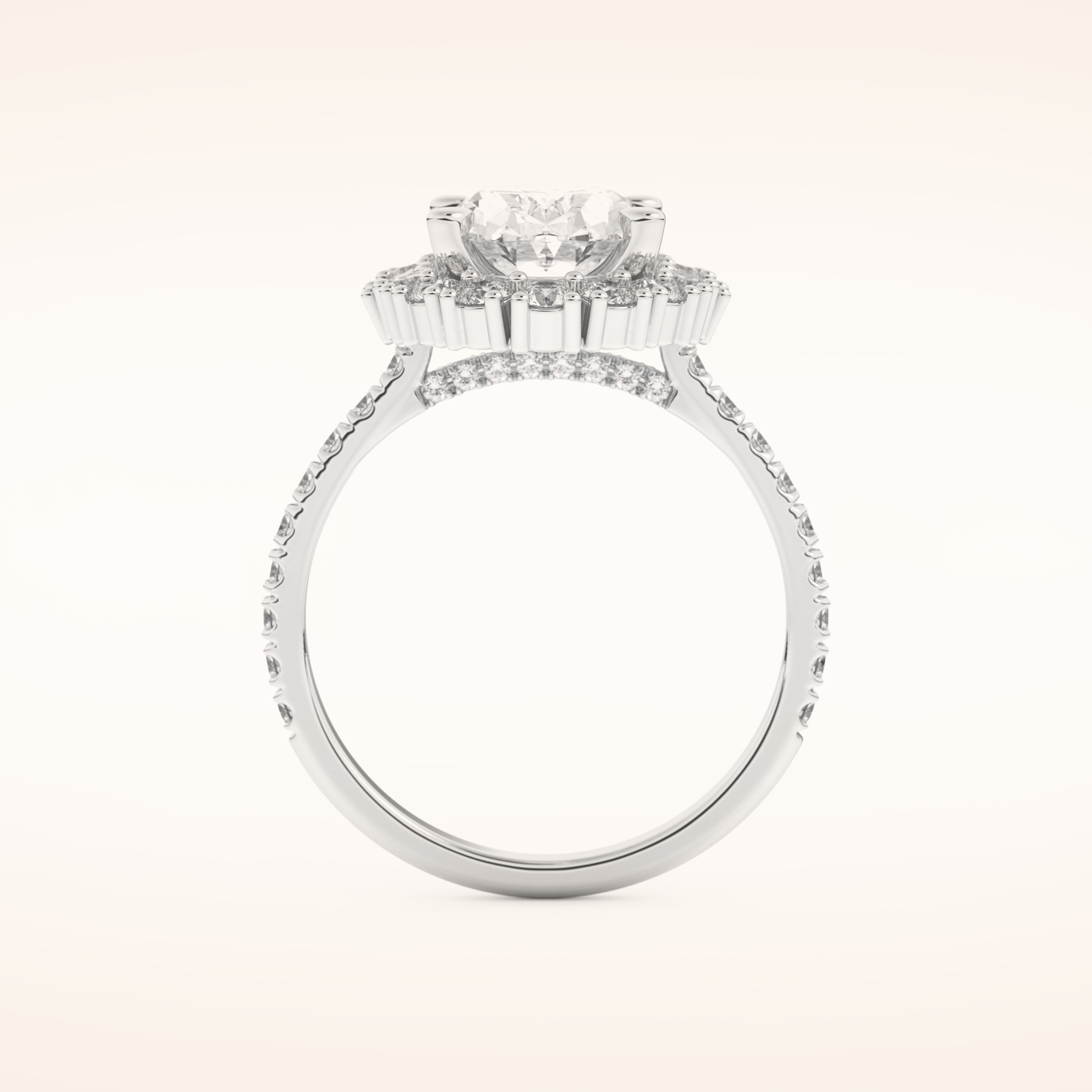 2.39 CT Oval Shaped Cluster Moissanite Engagement Ring