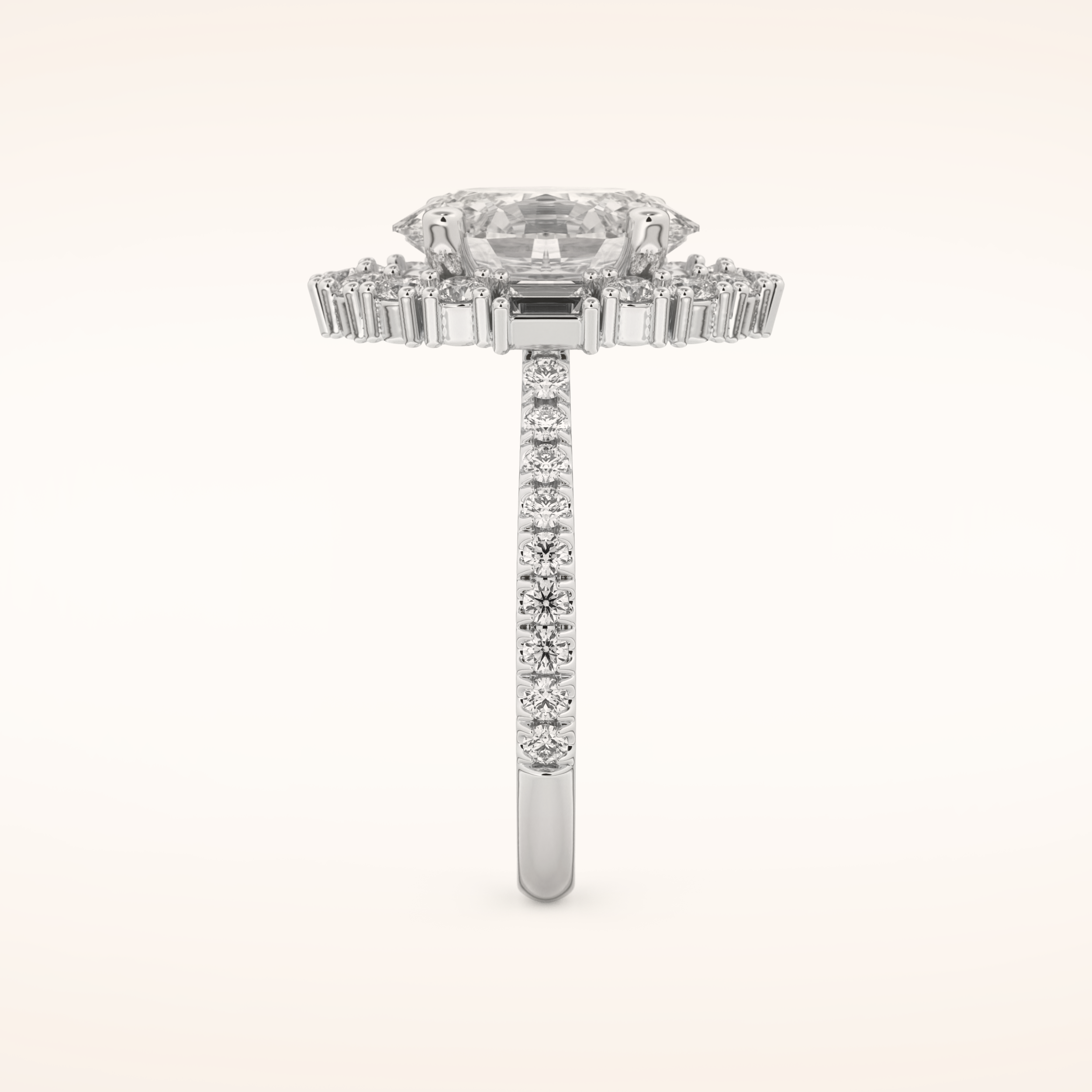 2.39 CT Oval Shaped Cluster Moissanite Engagement Ring