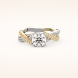 1 CT Round Shaped Criss Cross Pave Moissanite Engagement Ring