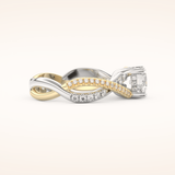 1 CT Round Shaped Criss Cross Pave Moissanite Engagement Ring