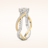 1 CT Round Shaped Criss Cross Pave Moissanite Engagement Ring