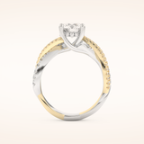 1 CT Round Shaped Criss Cross Pave Moissanite Engagement Ring