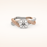 1 CT Round Shaped Criss Cross Pave Moissanite Engagement Ring