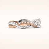 1 CT Round Shaped Criss Cross Pave Moissanite Engagement Ring