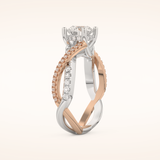 1 CT Round Shaped Criss Cross Pave Moissanite Engagement Ring