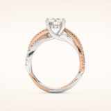 1 CT Round Shaped Criss Cross Pave Moissanite Engagement Ring