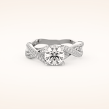 1 CT Round Shaped Criss Cross Pave Moissanite Engagement Ring