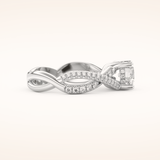 1 CT Round Shaped Criss Cross Pave Moissanite Engagement Ring