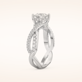 1 CT Round Shaped Criss Cross Pave Moissanite Engagement Ring