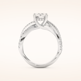 1 CT Round Shaped Criss Cross Pave Moissanite Engagement Ring