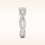1 CT Round Shaped Criss Cross Pave Moissanite Engagement Ring