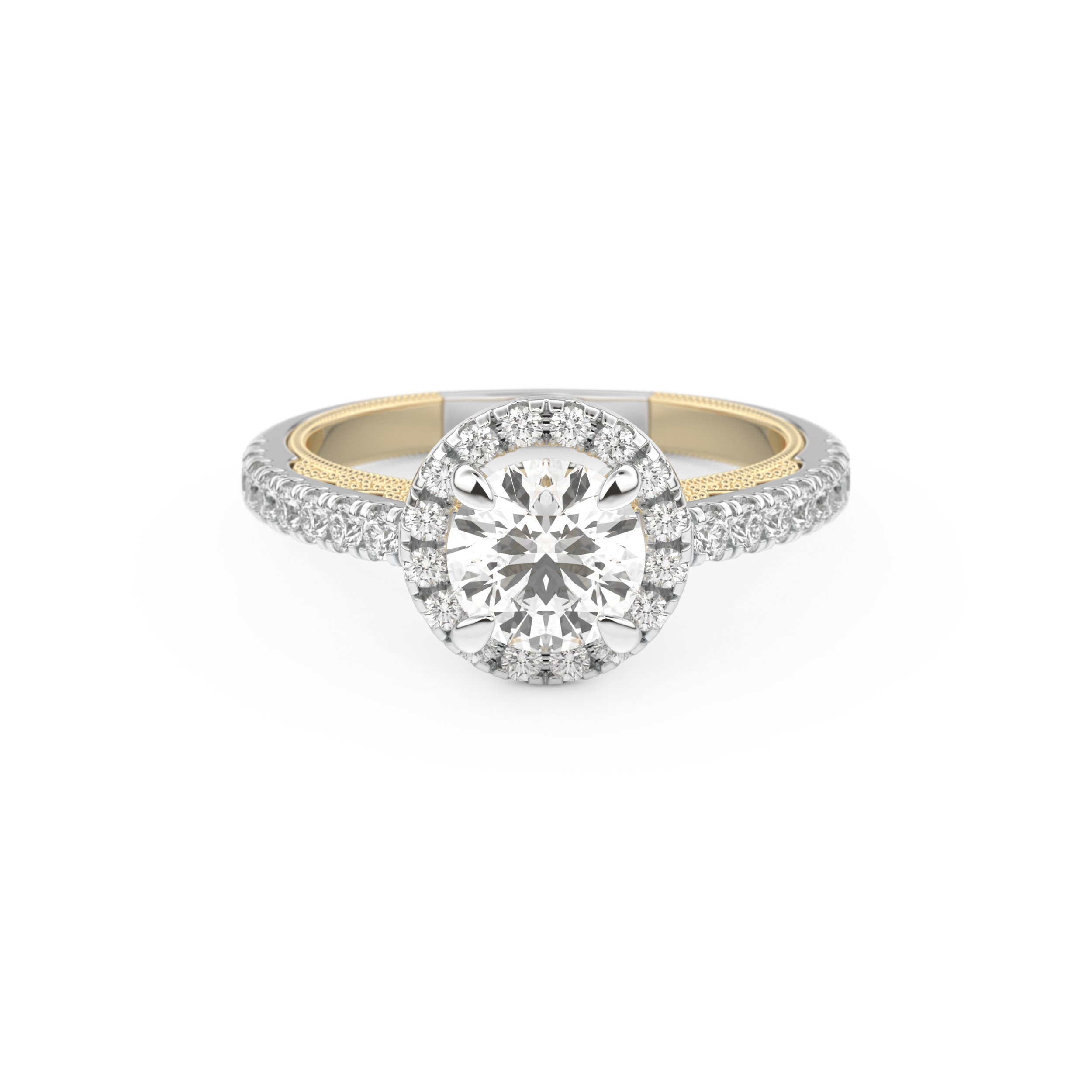 Round Halo & Pave Lab Grown Diamond Engagement Ring