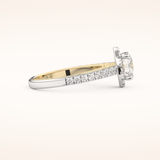 1.01 CT Round Shaped Halo & Pave Moissanite Engagement Ring