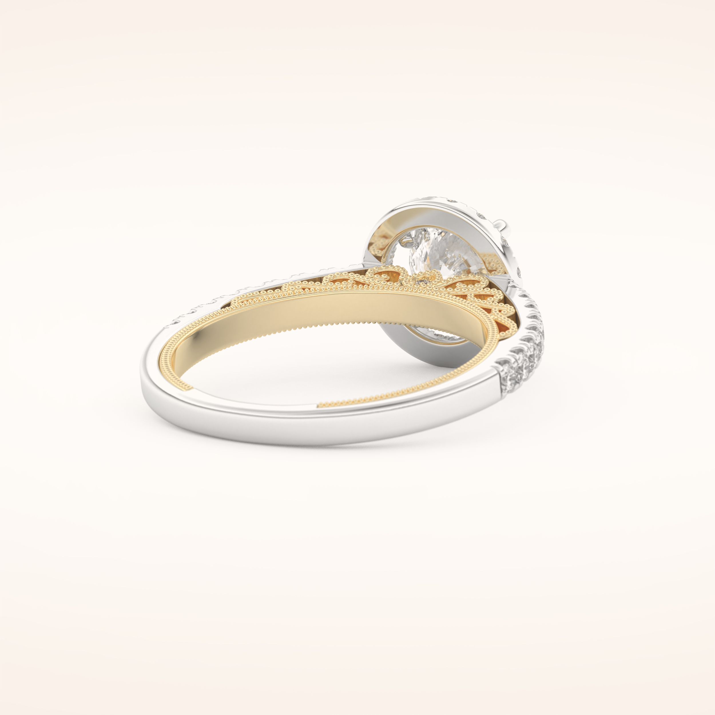 1.01 CT Round Shaped Halo & Pave Moissanite Engagement Ring