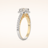 1.01 CT Round Shaped Halo & Pave Moissanite Engagement Ring