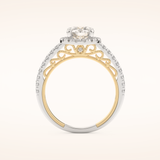 1.01 CT Round Shaped Halo & Pave Moissanite Engagement Ring