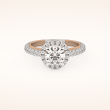 1.01 CT Round Shaped Halo & Pave Moissanite Engagement Ring