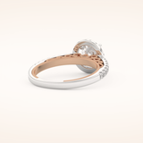1.01 CT Round Shaped Halo & Pave Moissanite Engagement Ring
