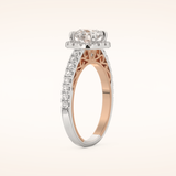 1.01 CT Round Shaped Halo & Pave Moissanite Engagement Ring