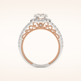 1.01 CT Round Shaped Halo & Pave Moissanite Engagement Ring