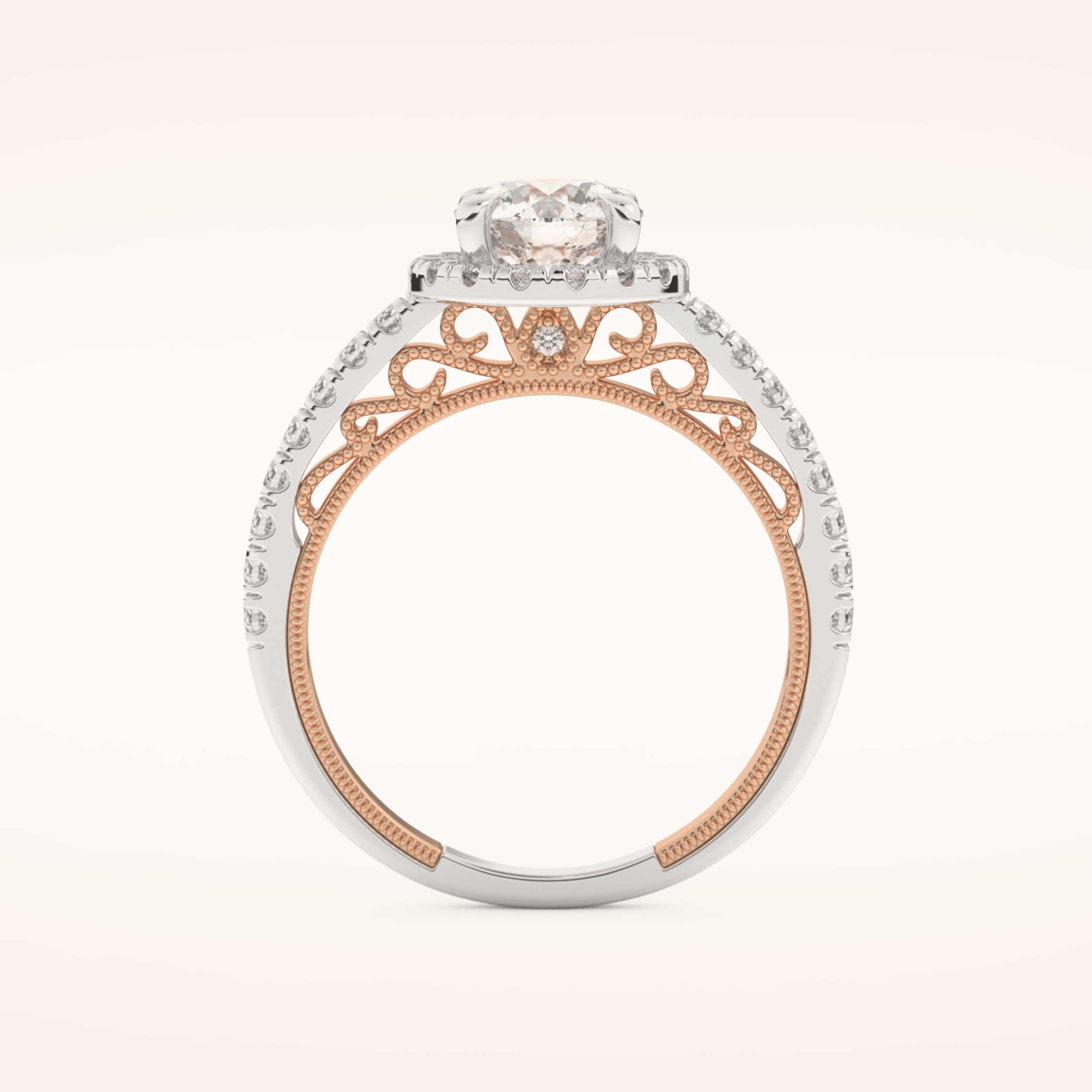 1.01 CT Round Shaped Halo & Pave Moissanite Engagement Ring