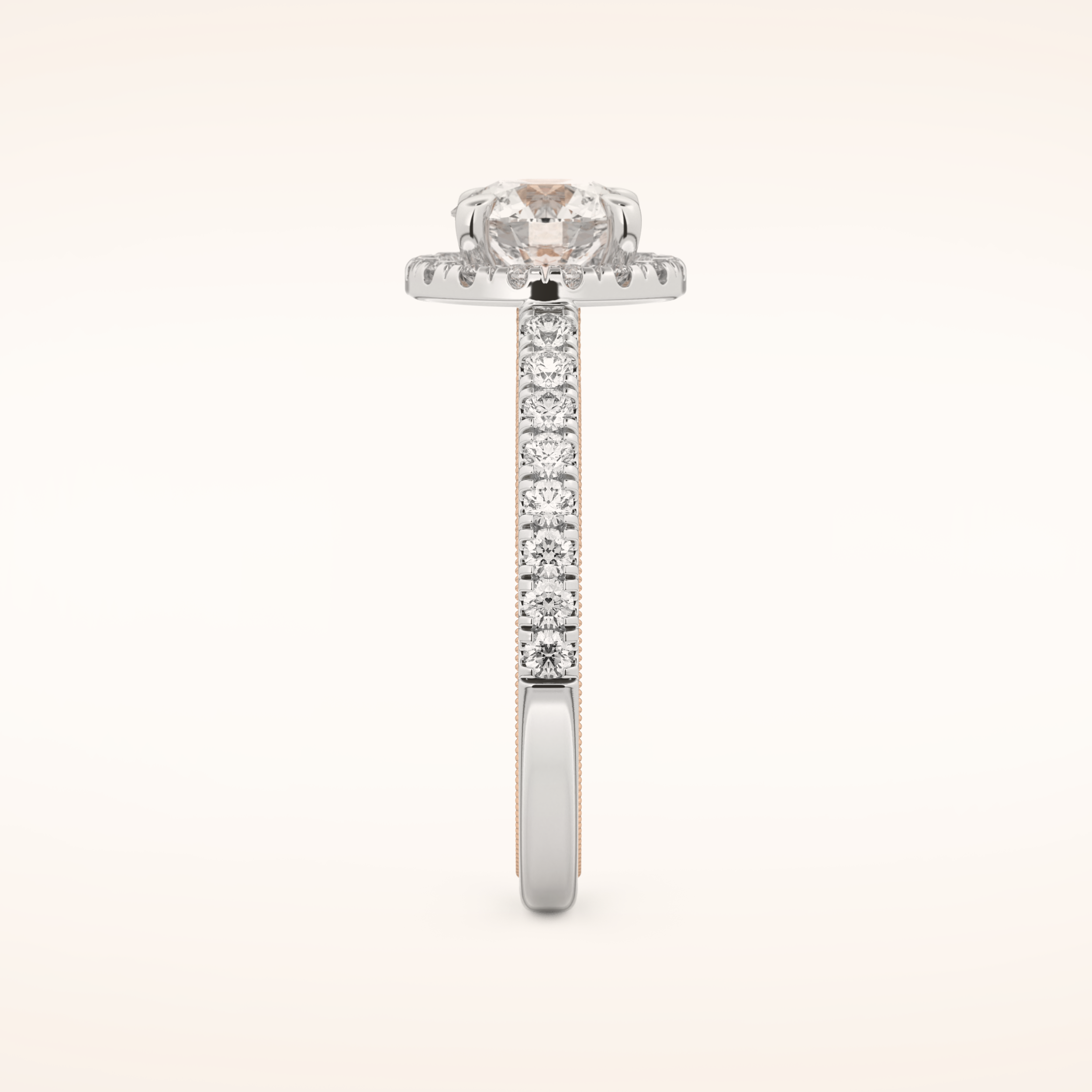 1.01 CT Round Shaped Halo & Pave Moissanite Engagement Ring