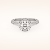 1.01 CT Round Shaped Halo & Pave Moissanite Engagement Ring