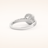 1.01 CT Round Shaped Halo & Pave Moissanite Engagement Ring