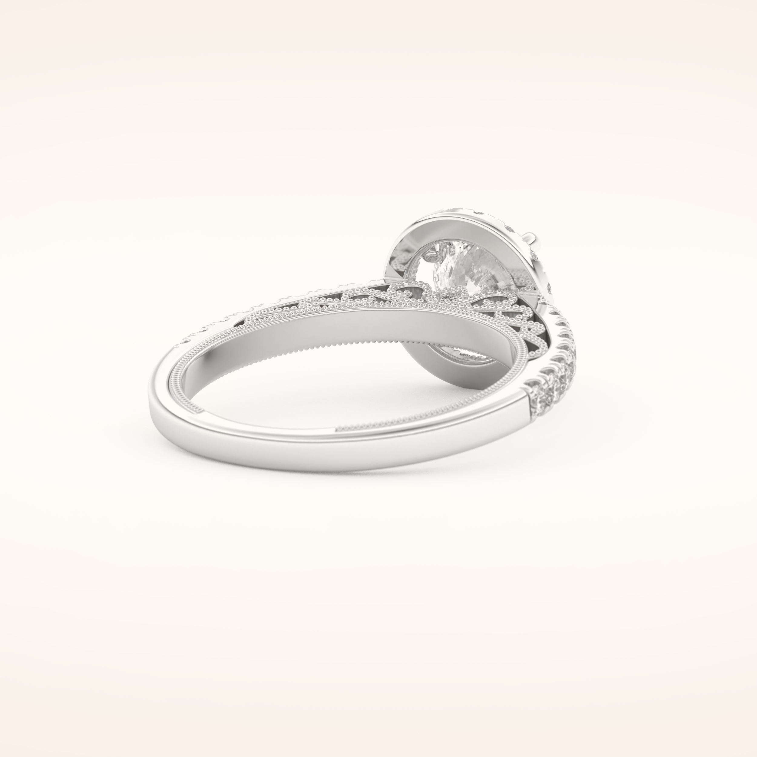 1.01 CT Round Shaped Halo & Pave Moissanite Engagement Ring
