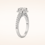 1.01 CT Round Shaped Halo & Pave Moissanite Engagement Ring