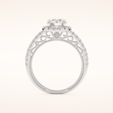 1.01 CT Round Shaped Halo & Pave Moissanite Engagement Ring