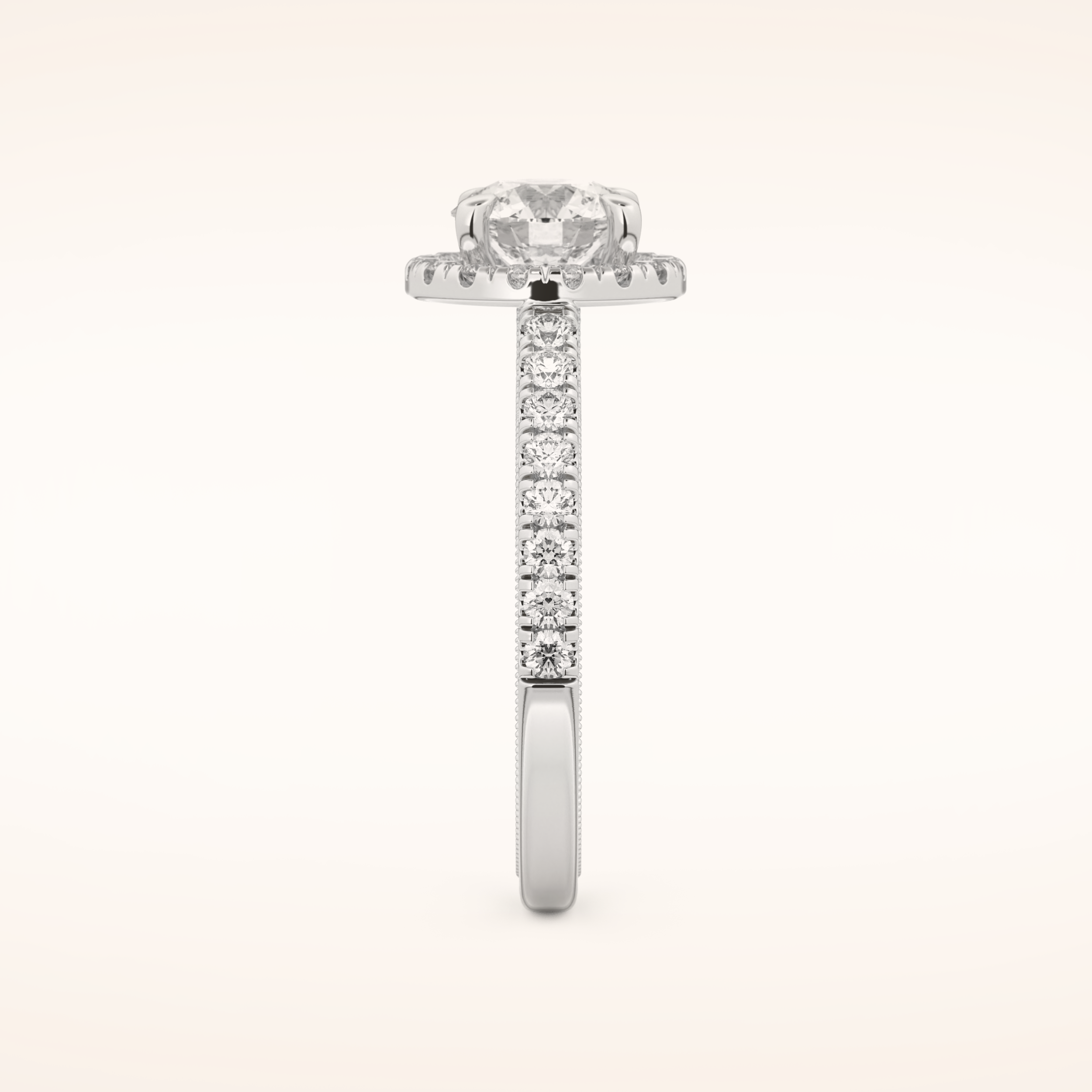 1.01 CT Round Shaped Halo & Pave Moissanite Engagement Ring