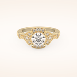 1 CT Round Shaped Pave Moissanite Engagement Ring