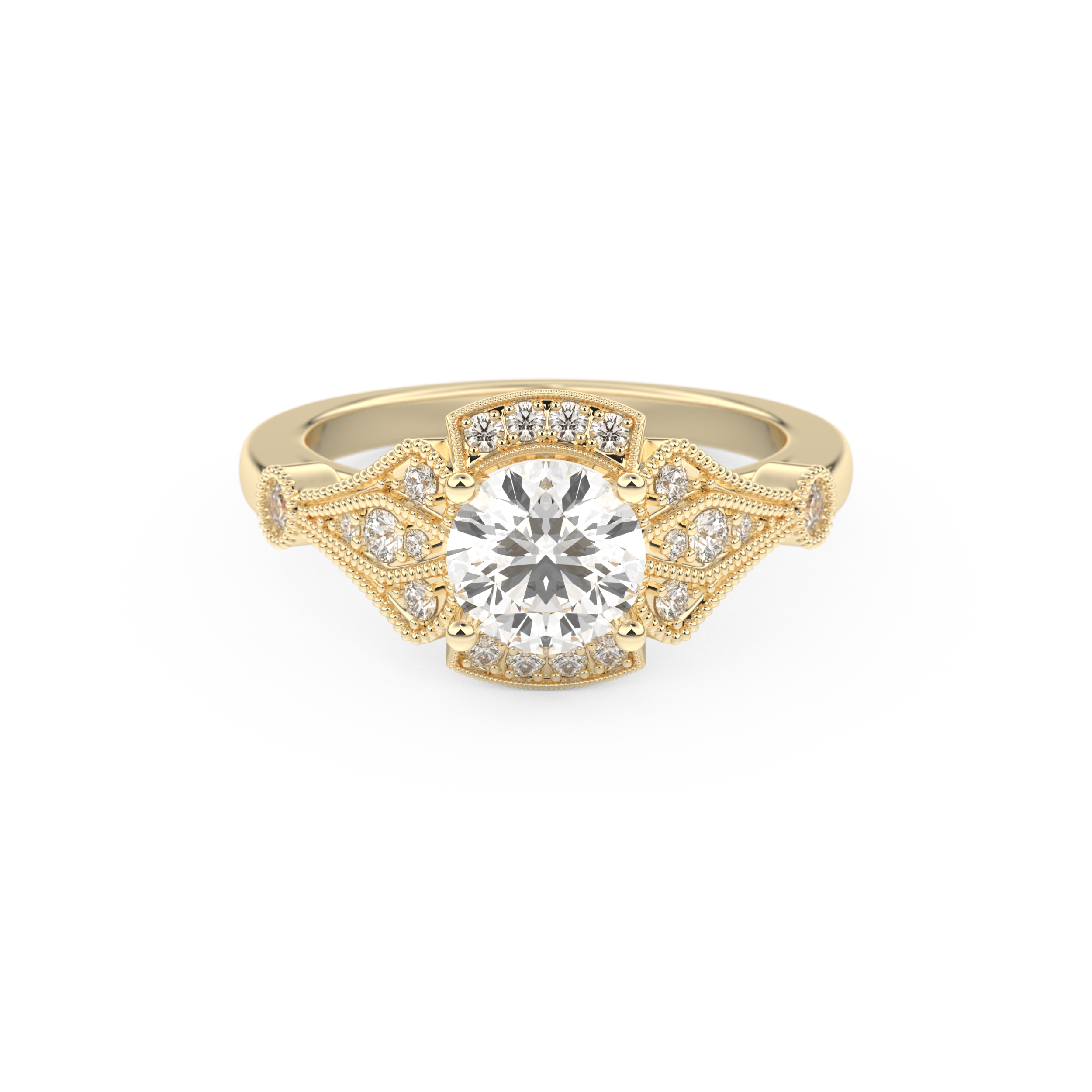 Round Milgrain Lab Grown Diamond Engagement Ring