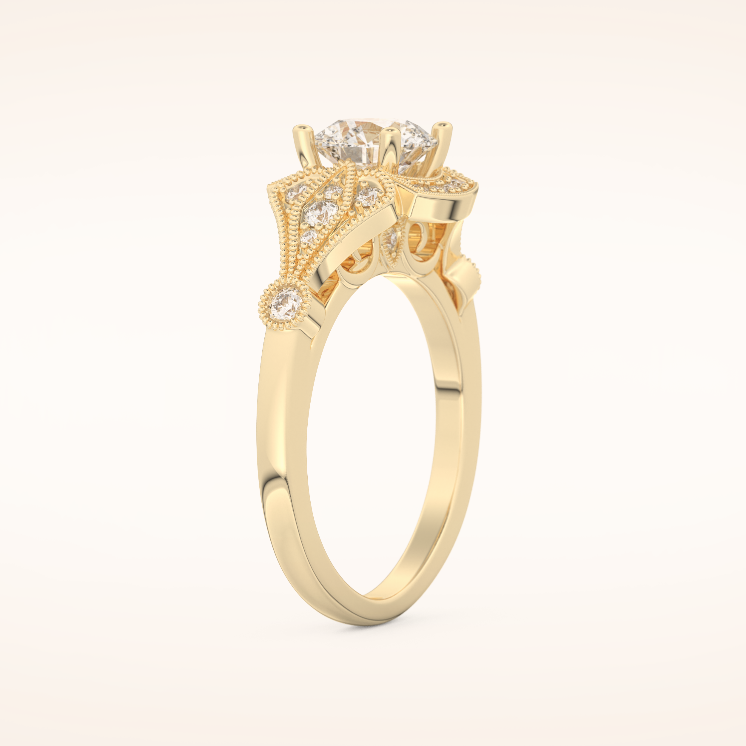 1 CT Round Shaped Pave Moissanite Engagement Ring