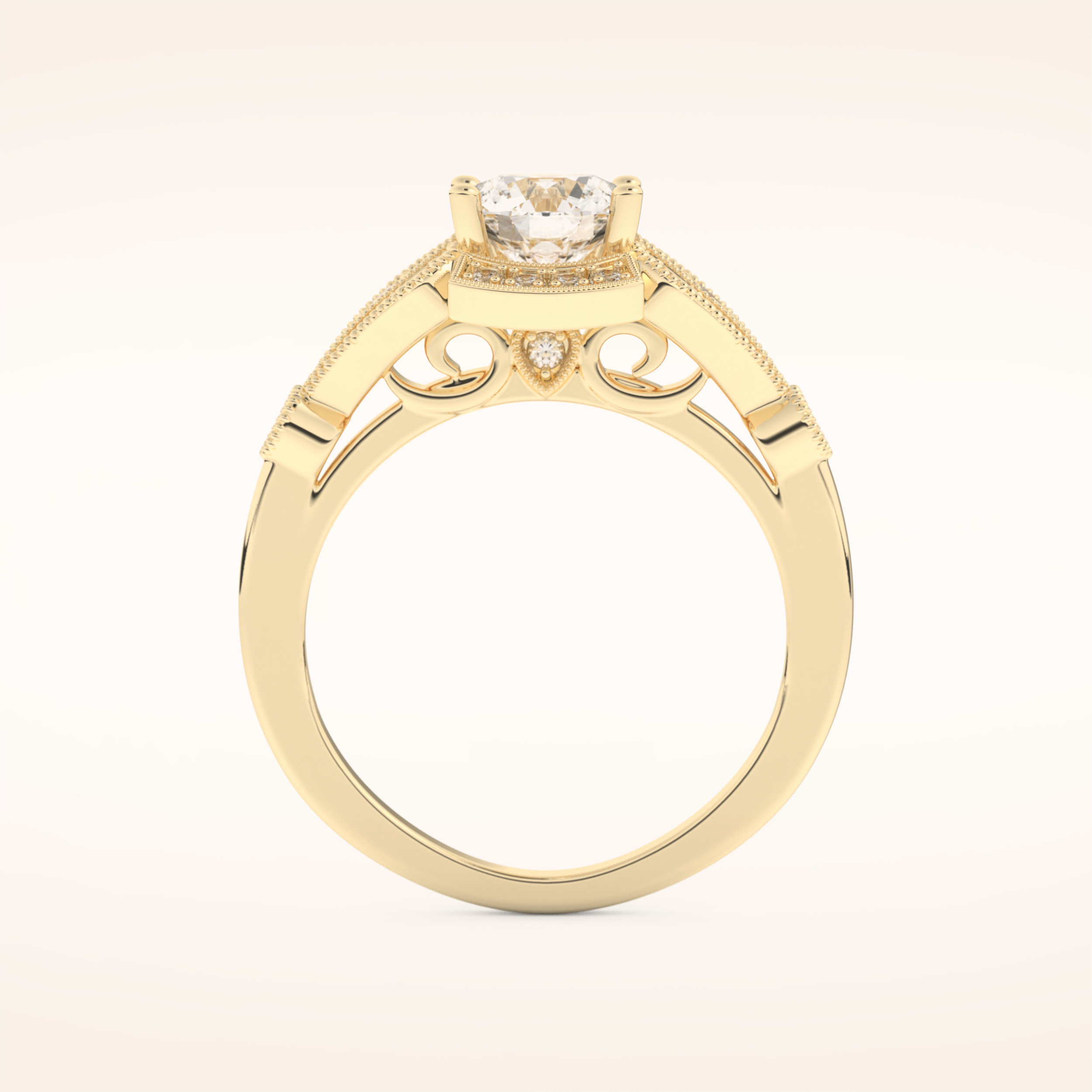 1 CT Round Shaped Pave Moissanite Engagement Ring