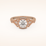 1 CT Round Shaped Pave Moissanite Engagement Ring