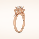 1 CT Round Shaped Pave Moissanite Engagement Ring