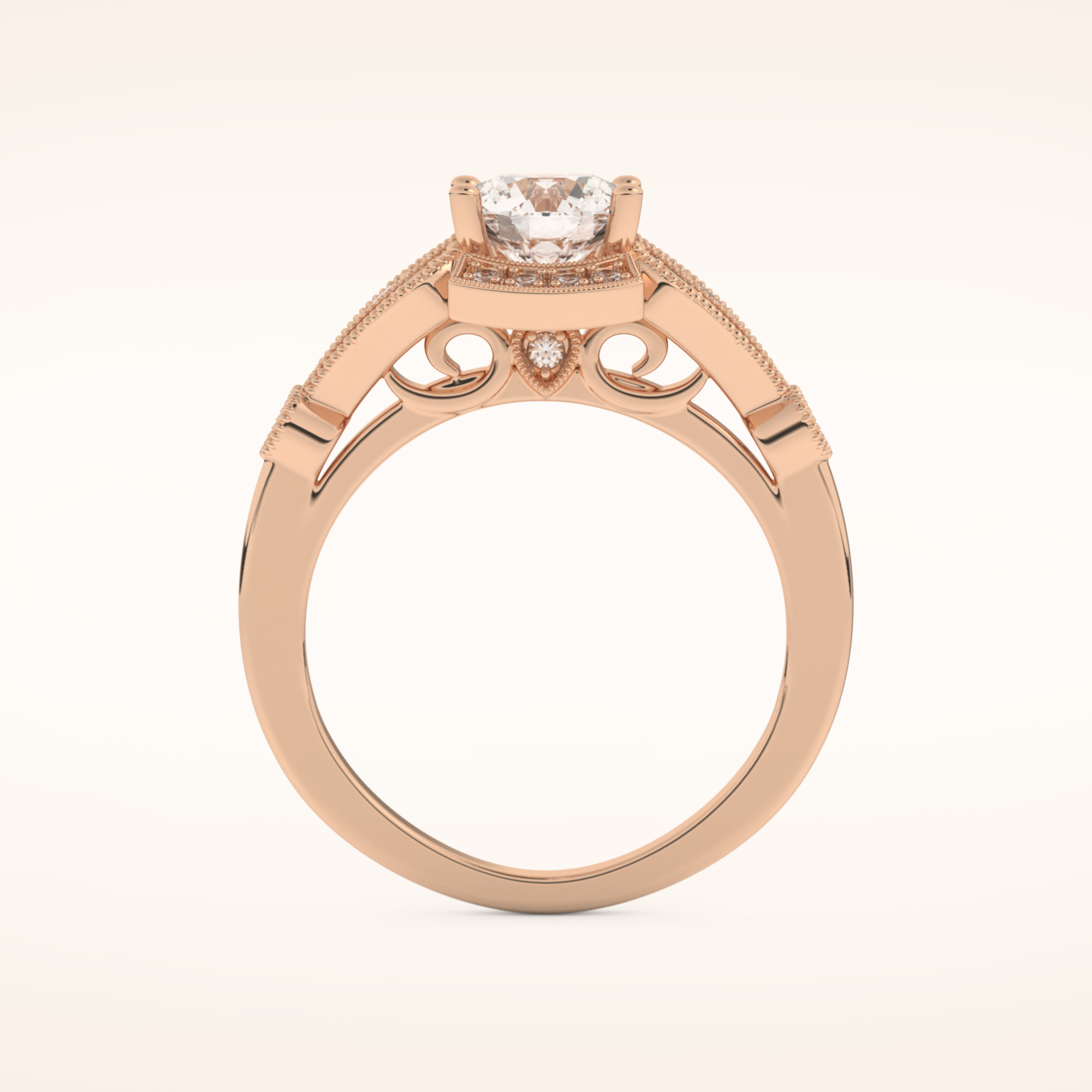 1 CT Round Shaped Pave Moissanite Engagement Ring