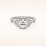 1 CT Round Shaped Pave Moissanite Engagement Ring