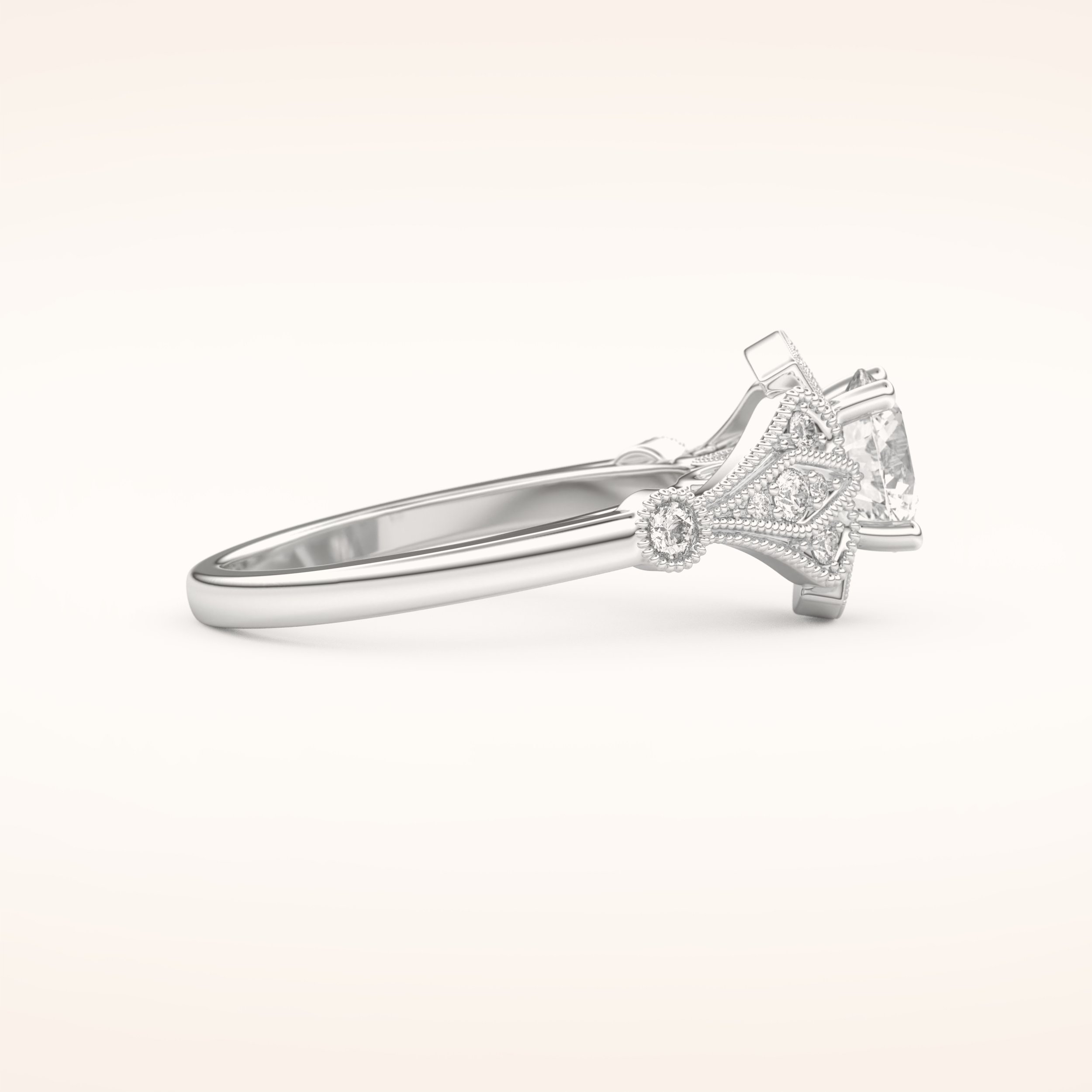 1 CT Round Shaped Pave Moissanite Engagement Ring