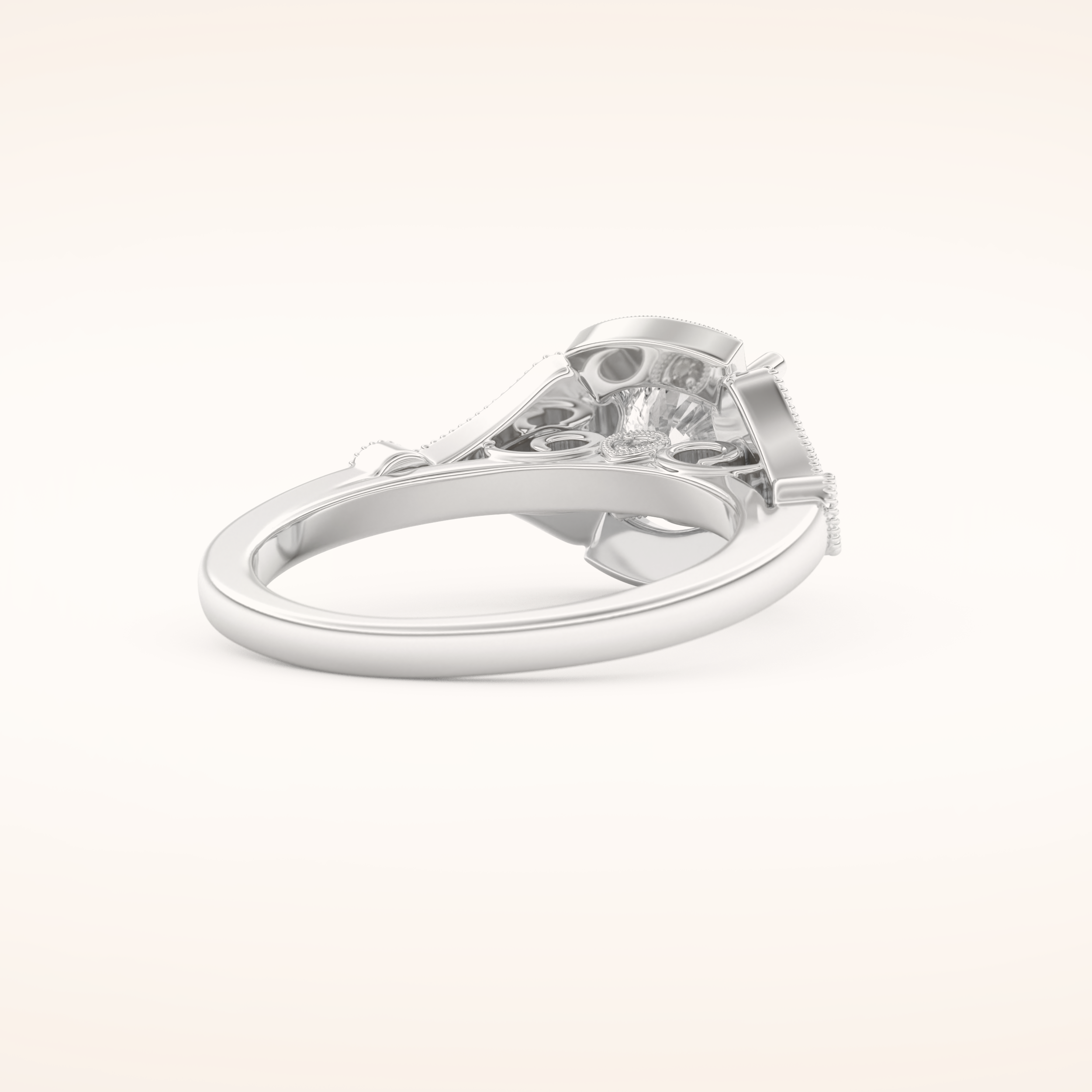 1 CT Round Shaped Pave Moissanite Engagement Ring