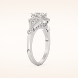 1 CT Round Shaped Pave Moissanite Engagement Ring