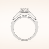 1 CT Round Shaped Pave Moissanite Engagement Ring