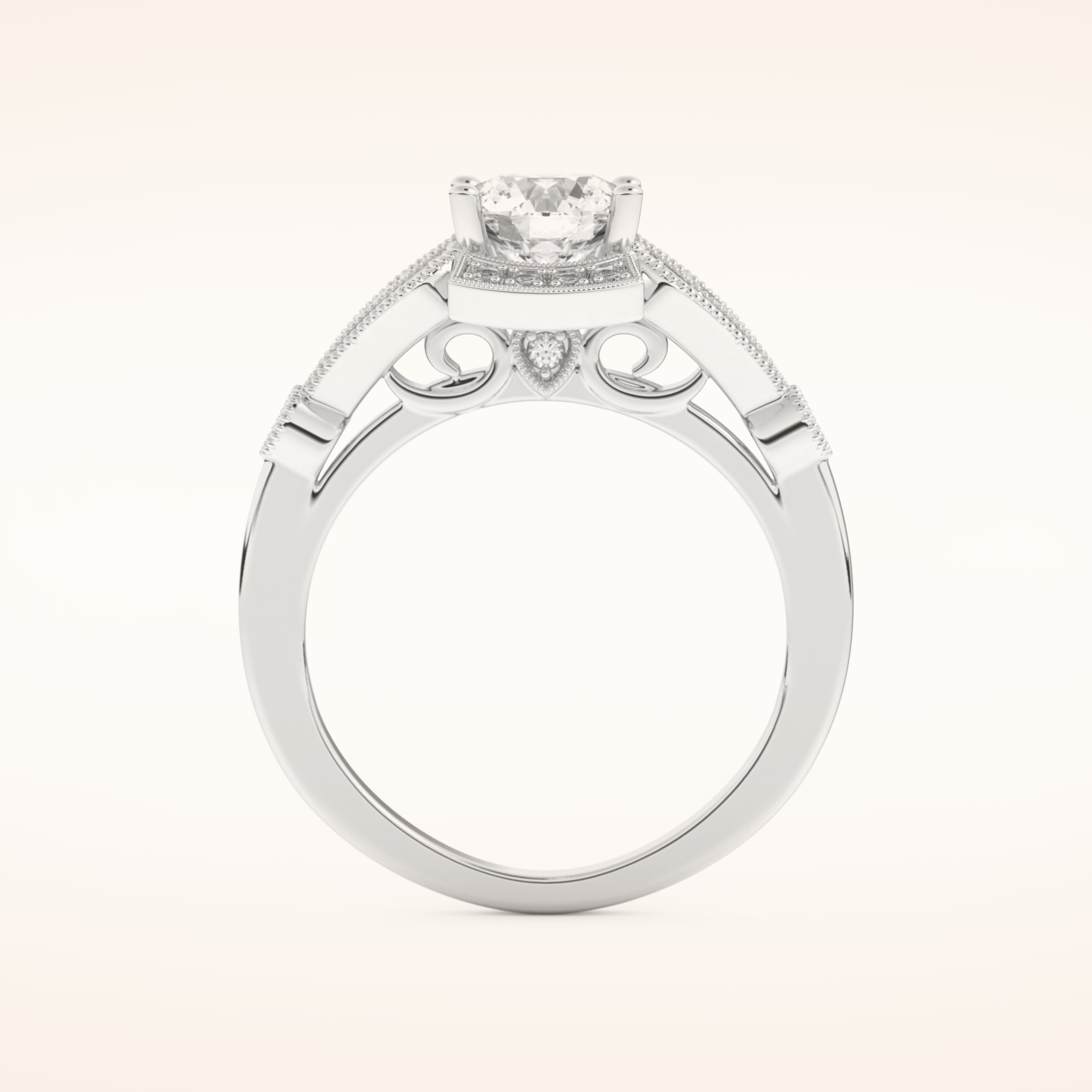 1 CT Round Shaped Pave Moissanite Engagement Ring