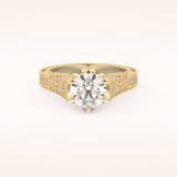 1.52 CT Round Shaped Pave Cathedral Moissanite Engagement Ring
