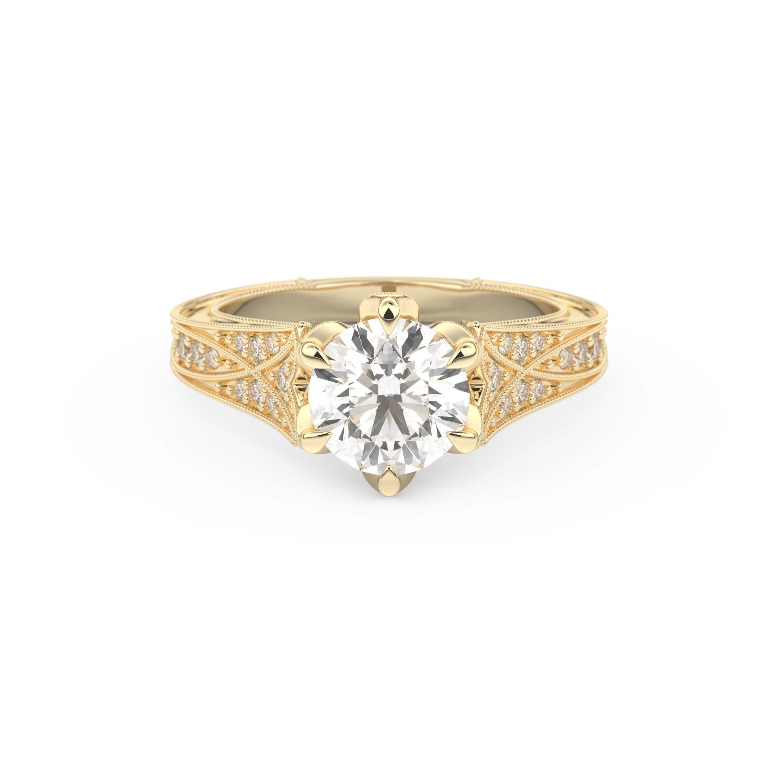 Round Pave Lab Grown Diamond Engagement Ring