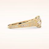 1.52 CT Round Shaped Pave Cathedral Moissanite Engagement Ring